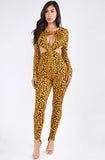 leopard print jumpsuit with open sides