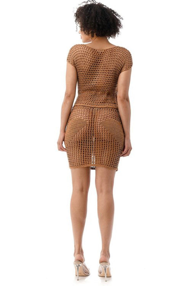 sexy crochet coverup skirt set