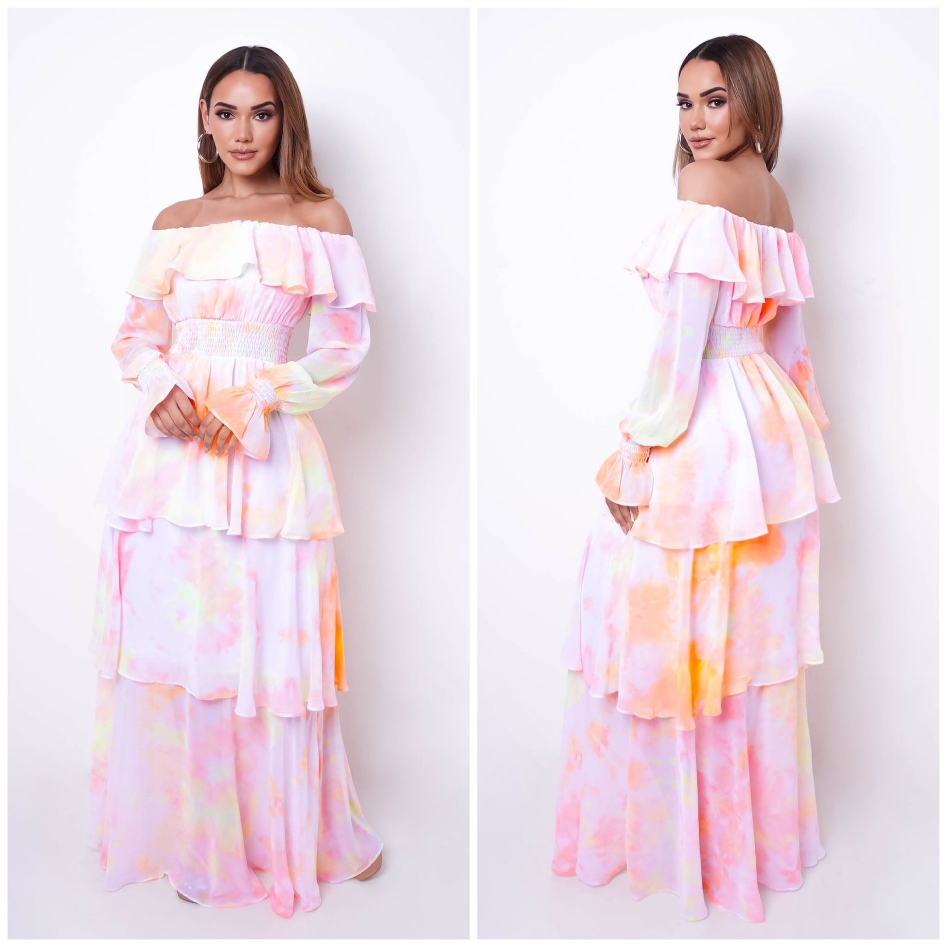 elegant tiered maxi dress