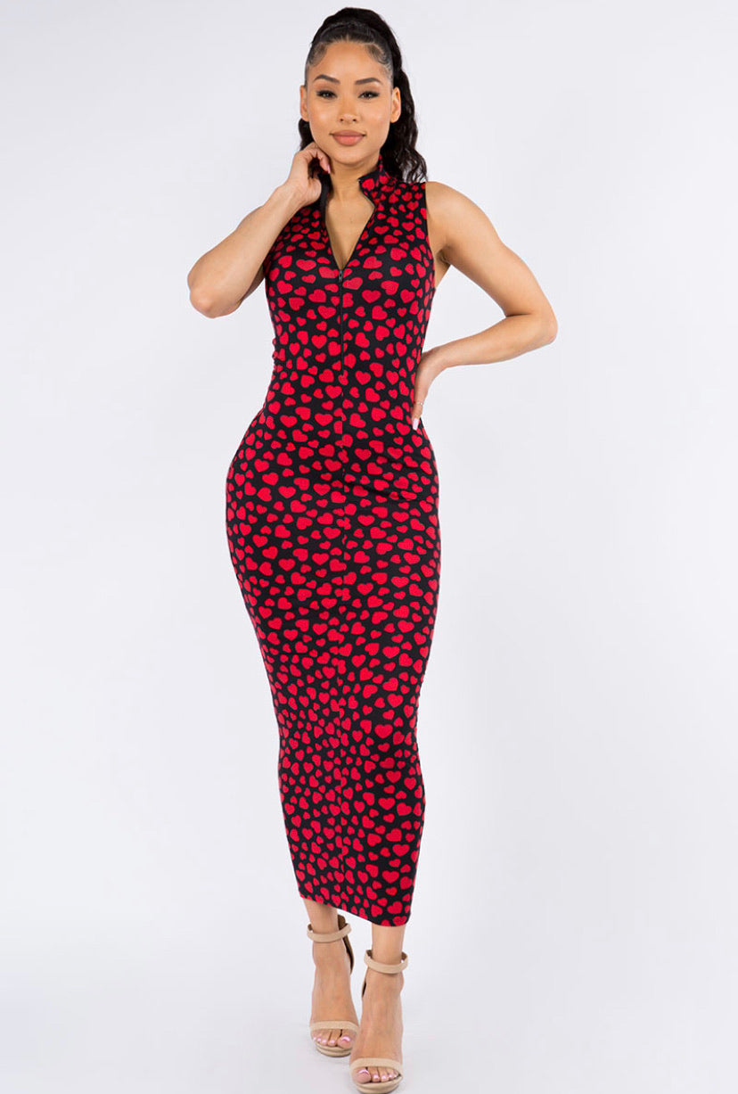 heart cutout midi dress