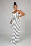 Comfy Loose Pocketed Striped Maxi Dress
