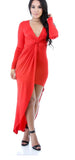 red overlay skirt knotted dress