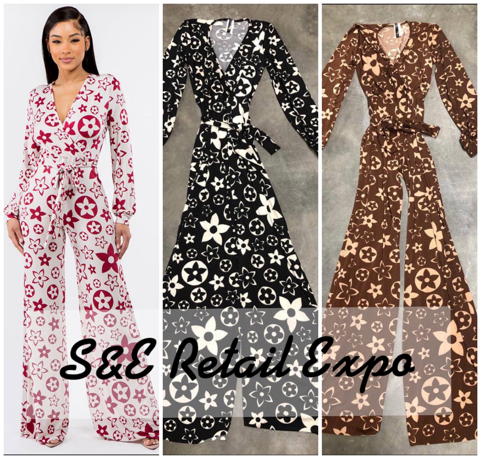 “star” printed long sleeve stretch jumpsuit