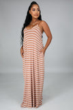 Comfy Loose Pocketed Striped Maxi Dress
