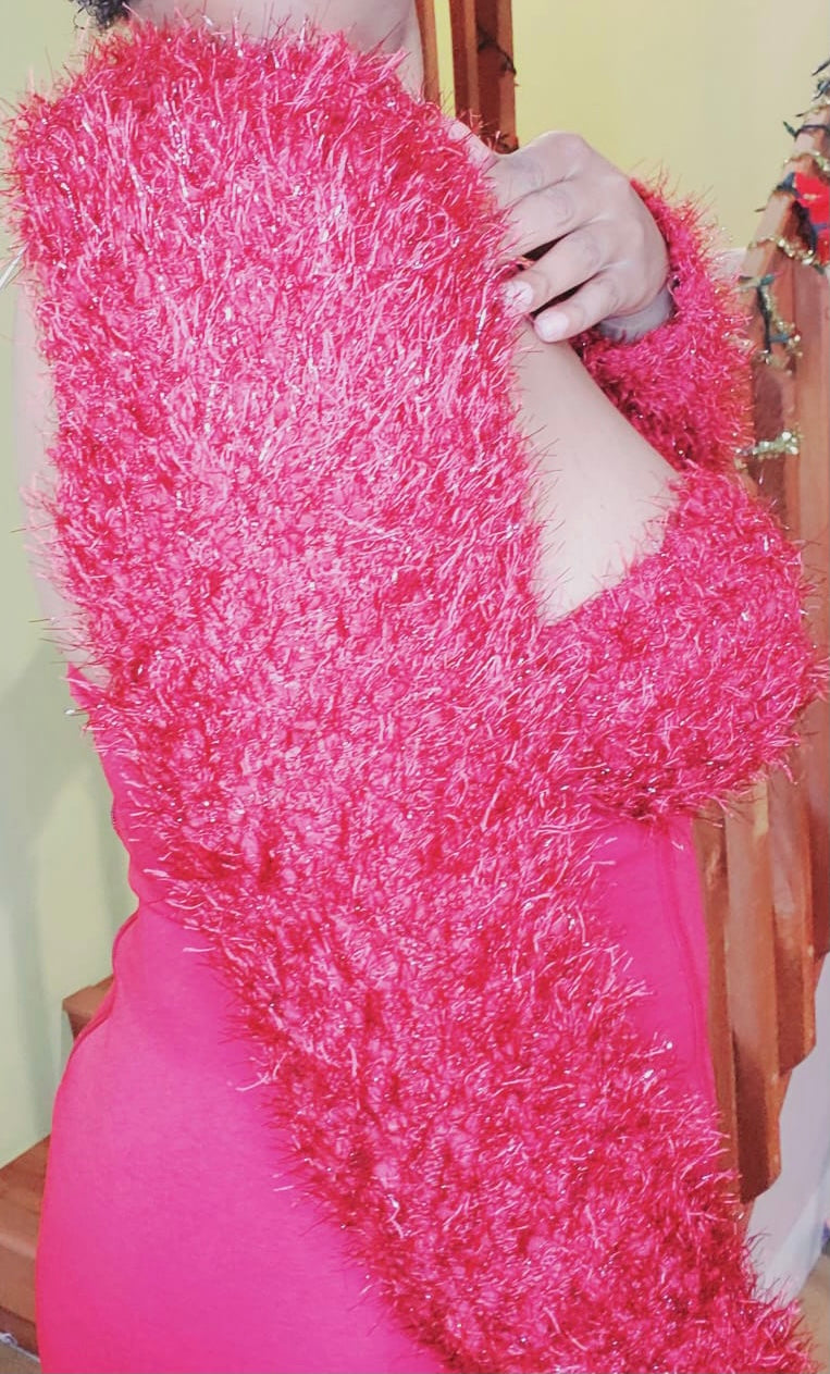 Holiday Fuzzy Red Cropped Cardigan & Mini Dress Set