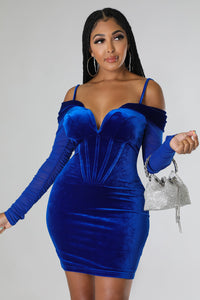Sexy Blue Velvet Dress