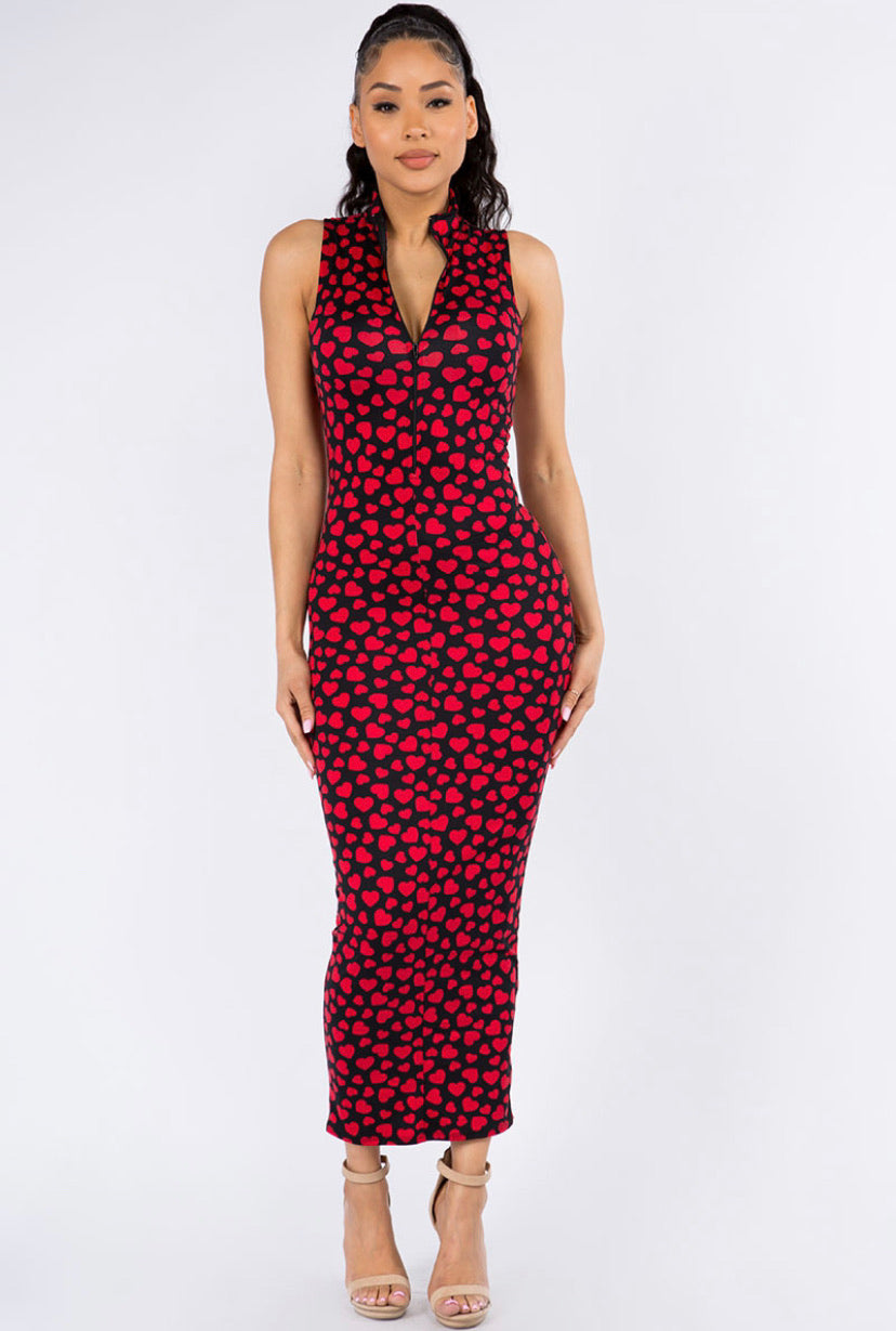 heart cutout midi dress