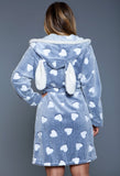 dusty blue heart shaped bunny ears lounge robe