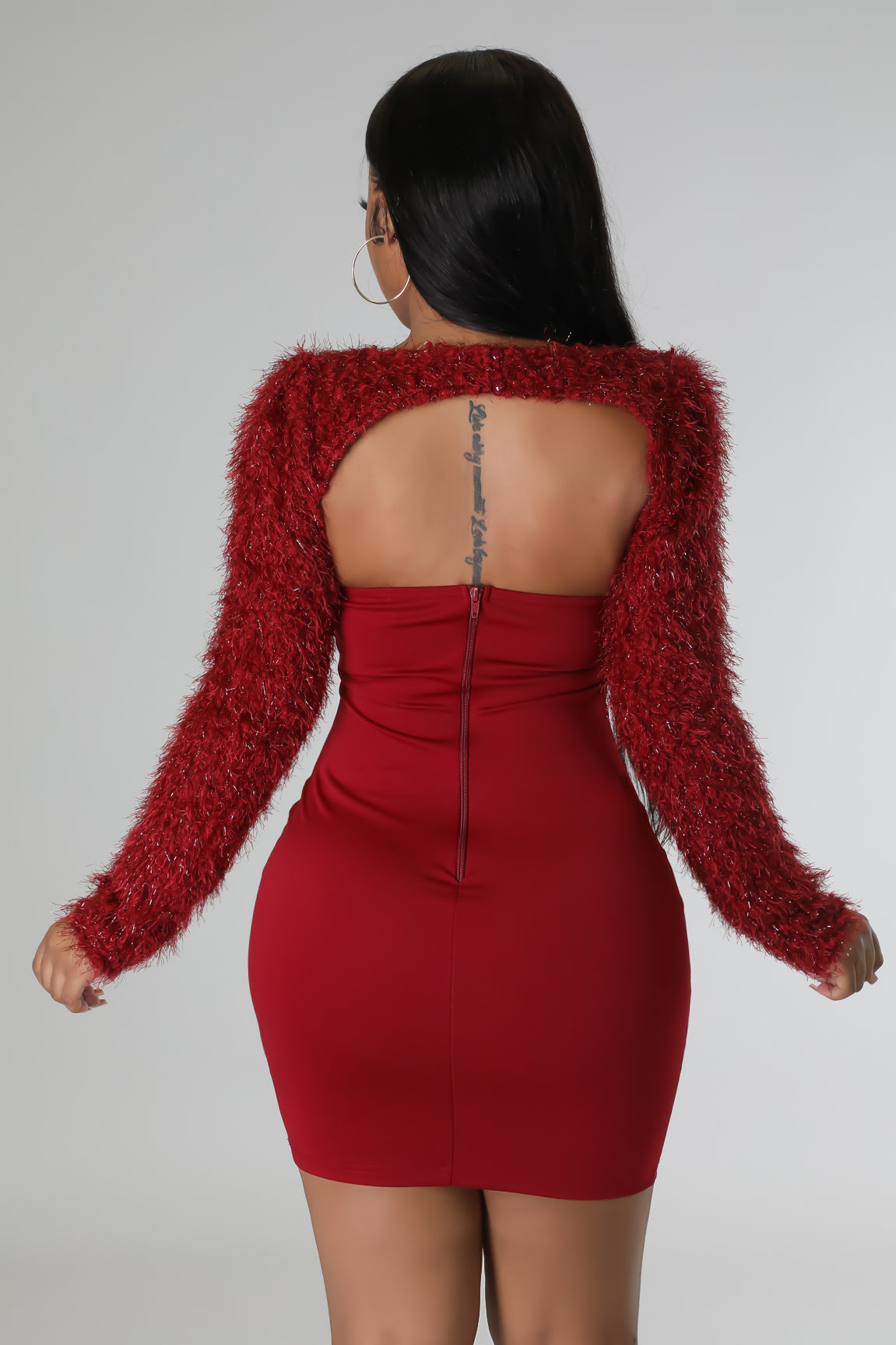 Holiday Fuzzy Red Cropped Cardigan & Mini Dress Set