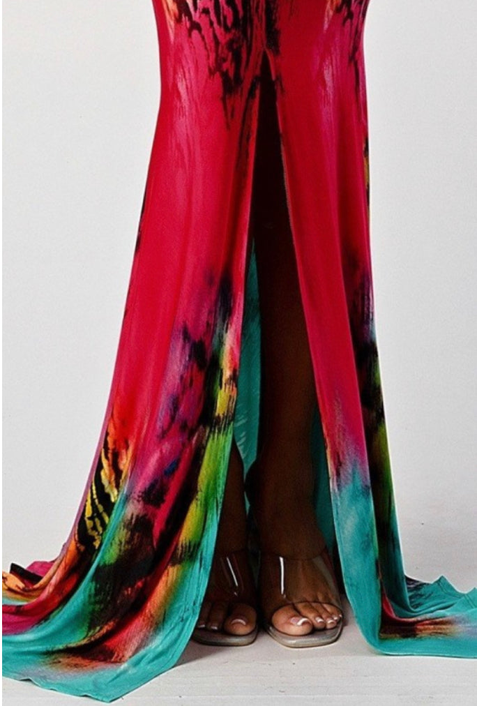 tropical delights mermaid tail maxi dress