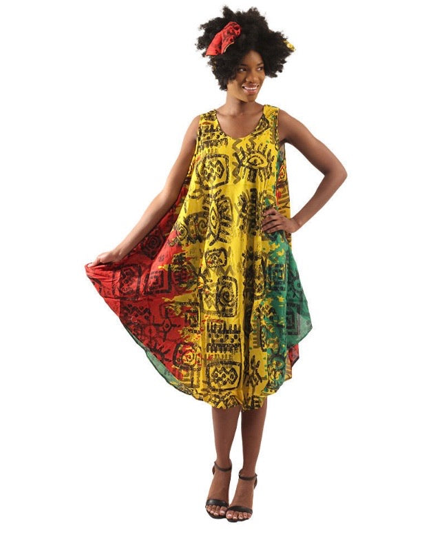 sleeveless umbrella wrap dress with head wrap (design 1 of 3)