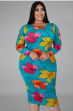 tropical floral midi dress