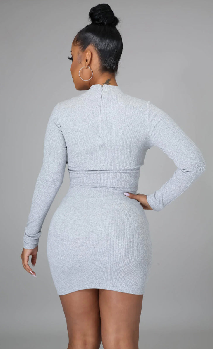 Sexy Part Leather Zippered Mini Skirt Set