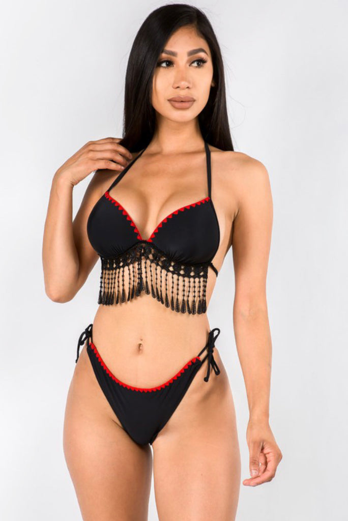 sexy fringe bikini set