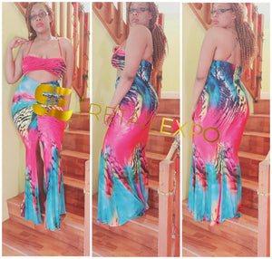 tropical delights mermaid tail maxi dress