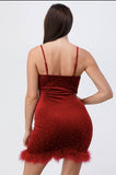 red velvet rhinestone dress