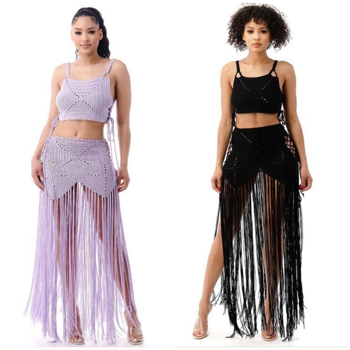 crochet fringe skirt set