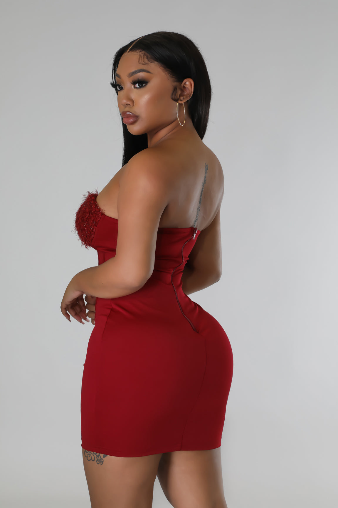 Holiday Fuzzy Red Cropped Cardigan & Mini Dress Set