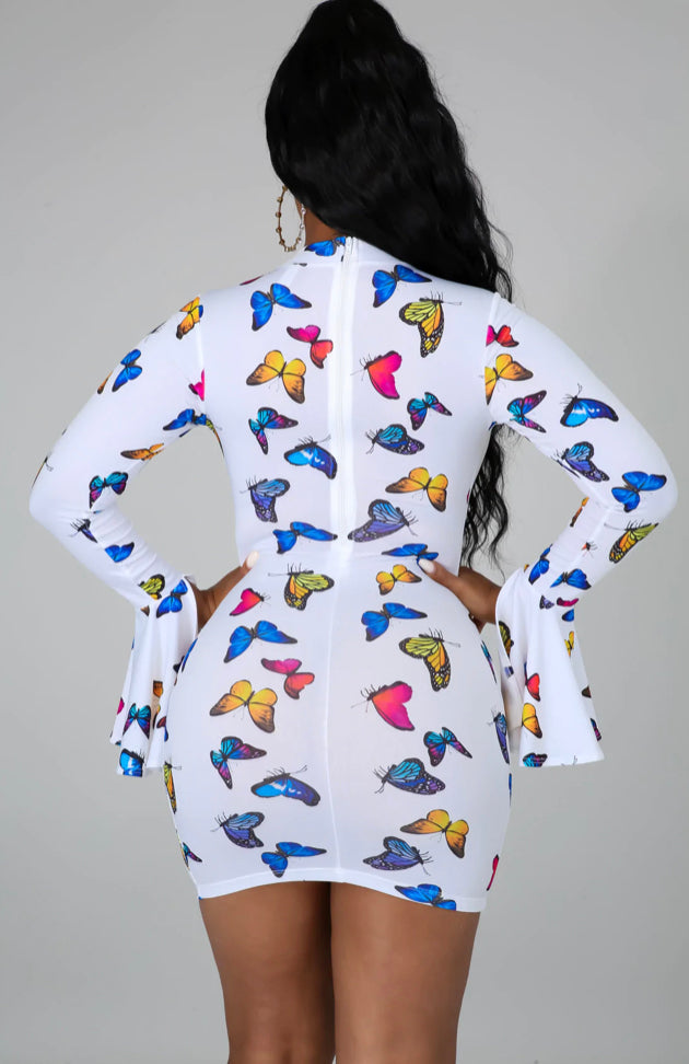 “He Gives Me Butterflies” Long Sleeve Mini Dress