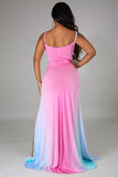 gradient side slit maxi dress