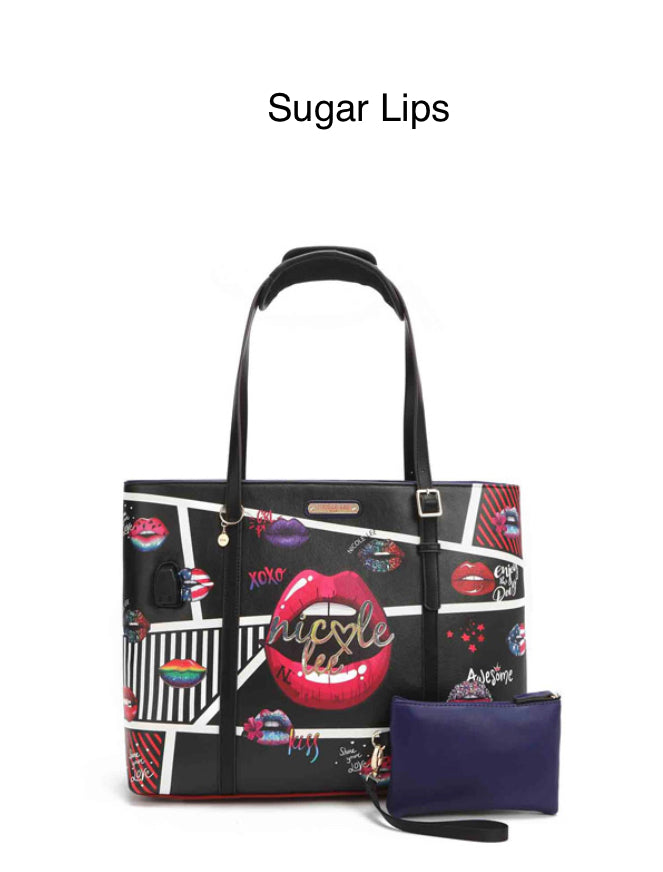 nicole lee usb port shopper bag & clutch set