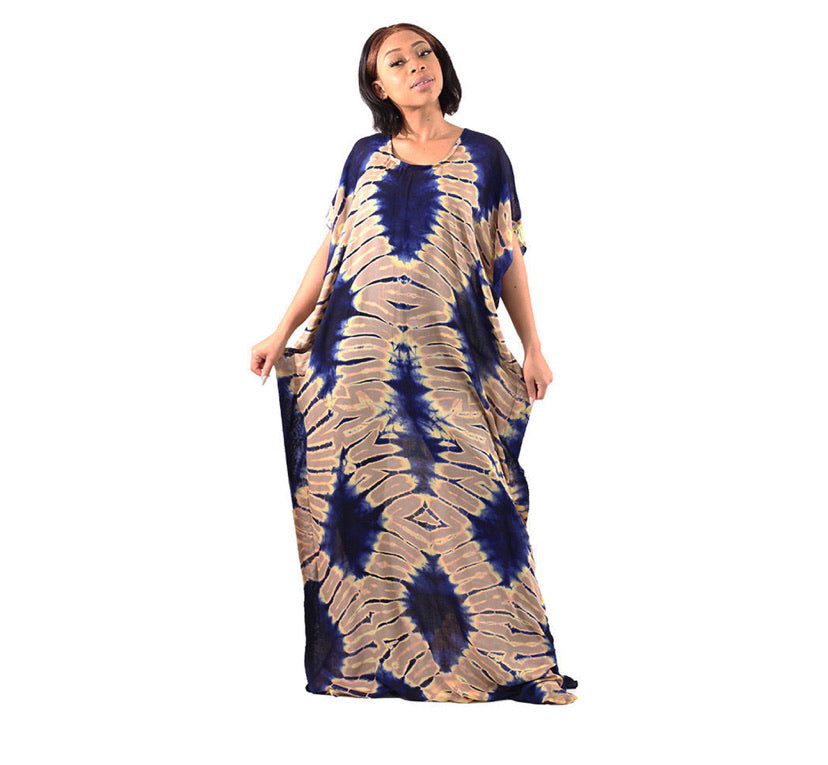 batik tie-dye kaftan maxi