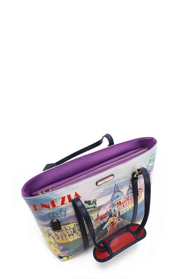 nicole lee usb port shopper bag & clutch set