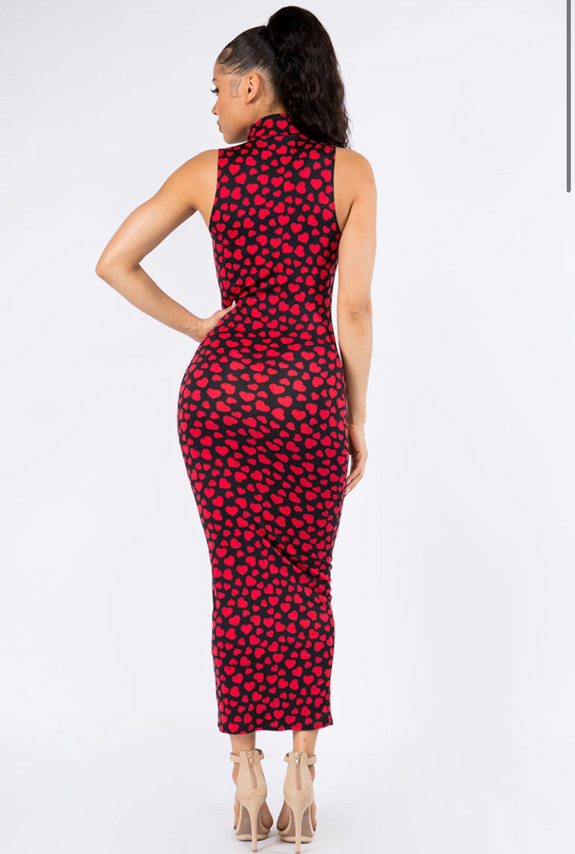 heart cutout midi dress