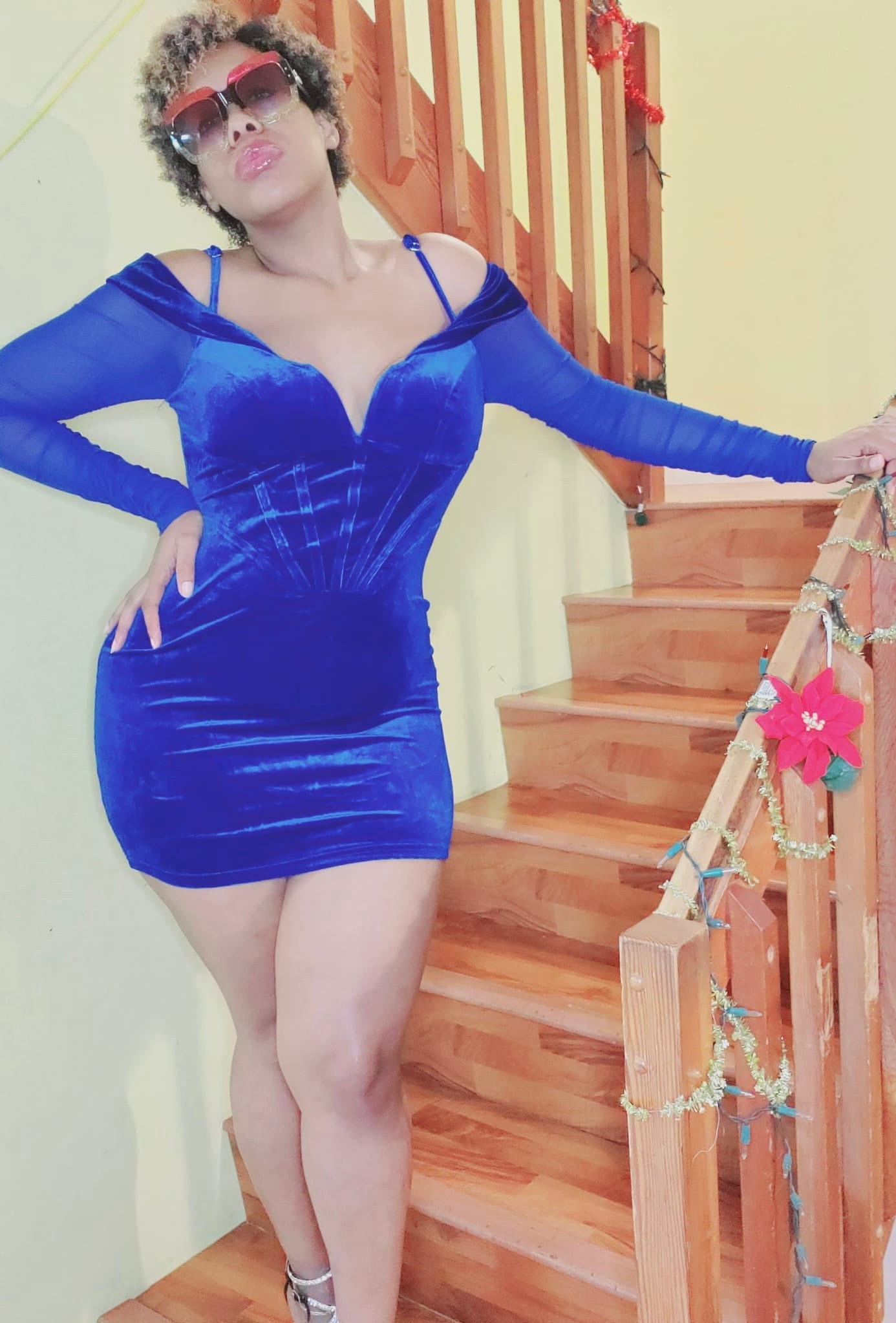 Sexy Blue Velvet Dress