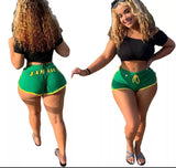 “jamaica” word print mini shorts (pre-order)