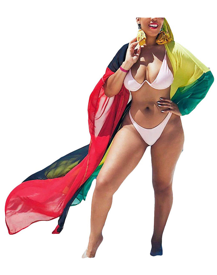 plus size rasta kimono coverup