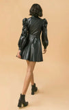 faux leather flare shirt dress