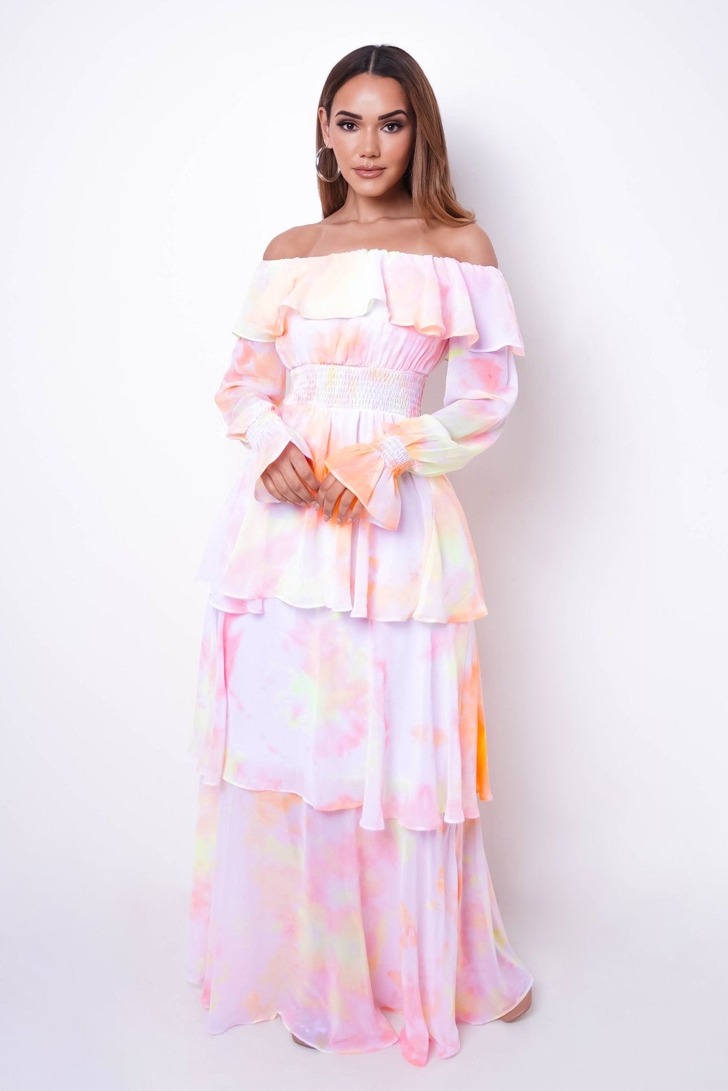 elegant tiered maxi dress