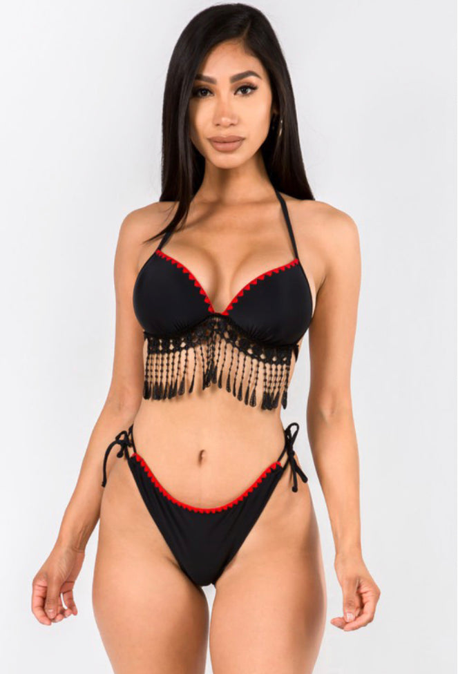 sexy fringe bikini set