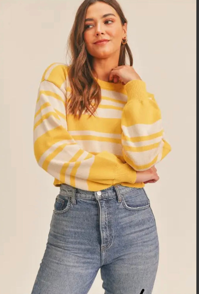 yellow crew neck cropped sweater