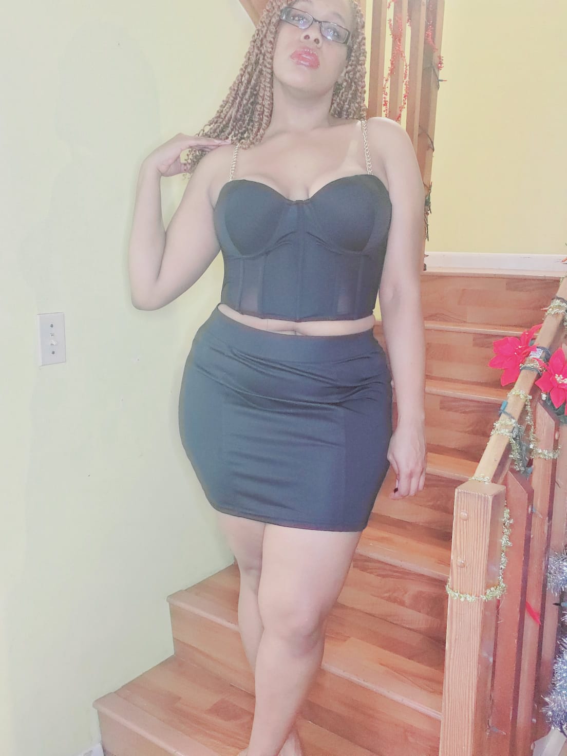 sexy black corset top & mini skirt set