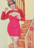 Holiday Fuzzy Red Cropped Cardigan & Mini Dress Set