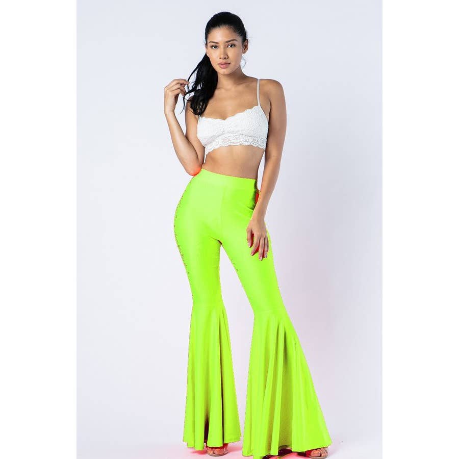 sexy & sleek metallic bell bottom pants