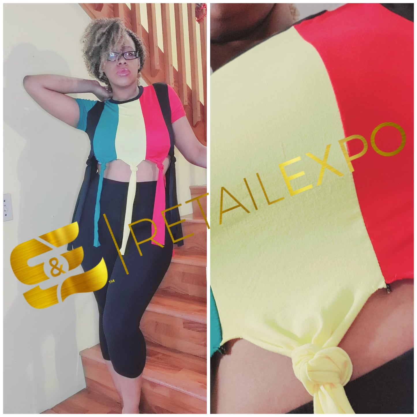 Multicolored Rasta Knotted Top