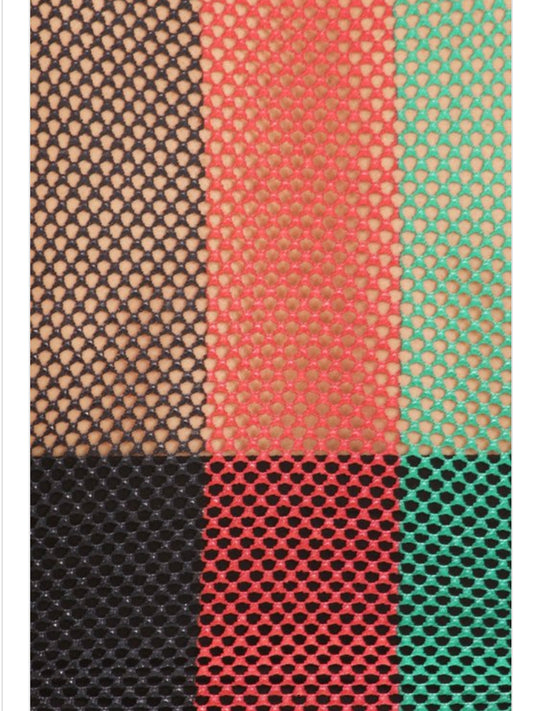 rasta striped mesh fishnet cropped top