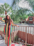 rasta reggae fishnet hooded long sleeve maxi dress