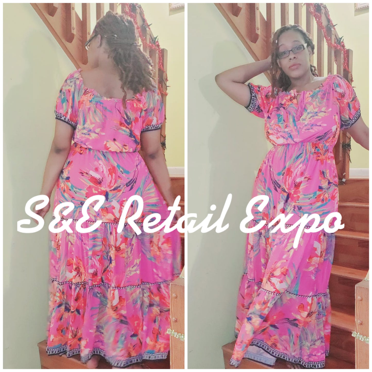 plus size printed off shoulder maxi dress