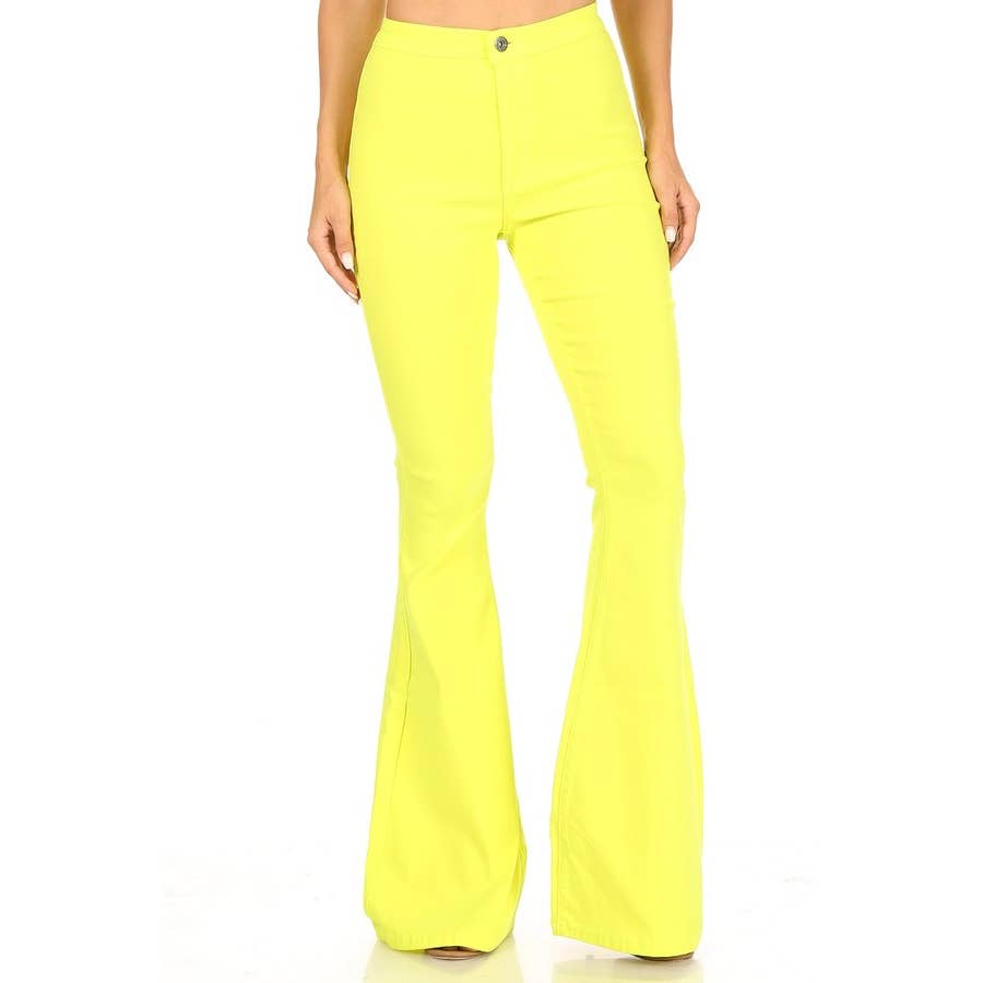 super stretch high waist bell bottom pants