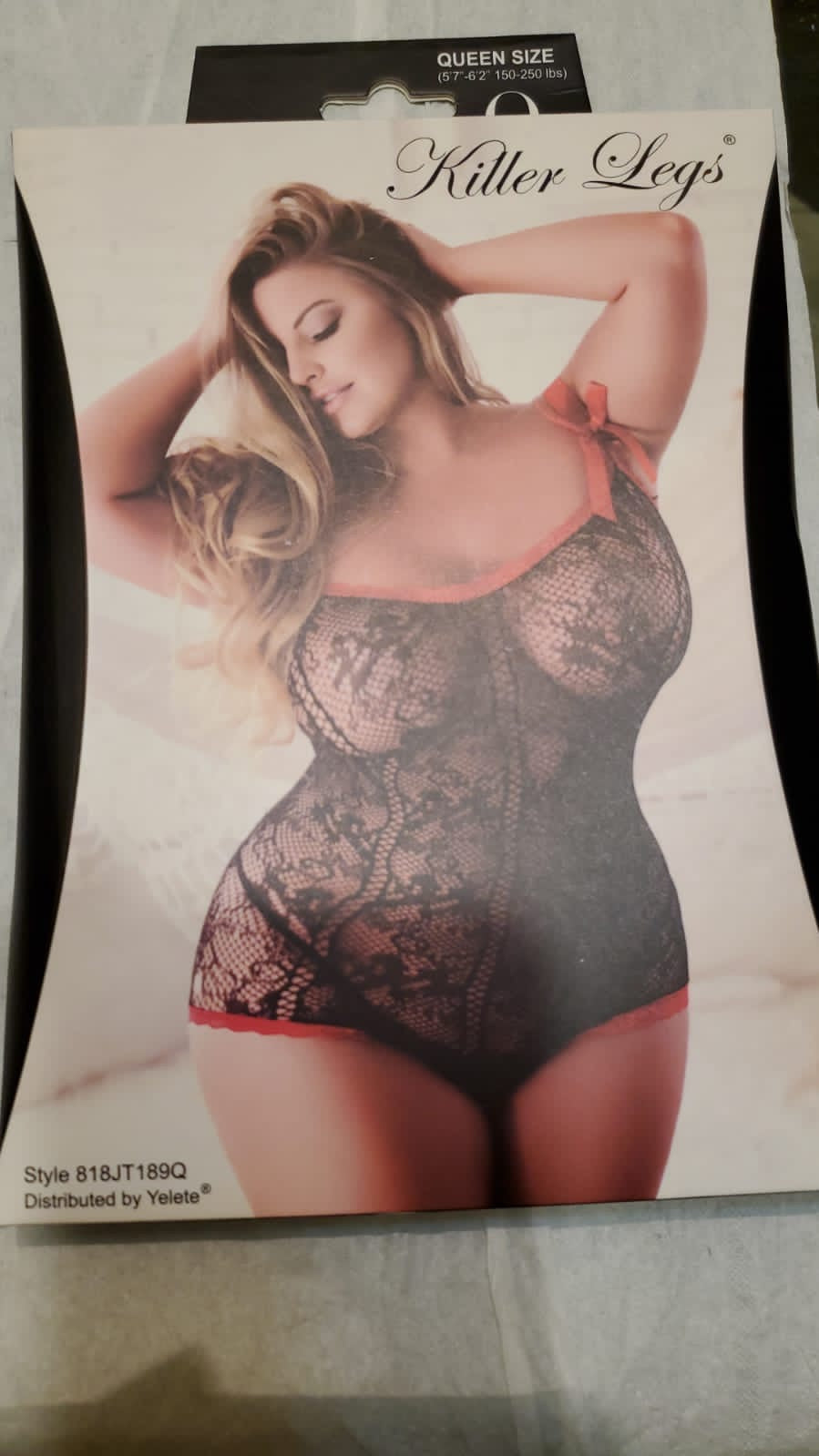 queen size satin ribbon trim lace bodystocking