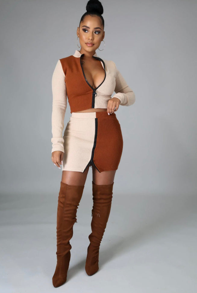 “Starbucks Caramel Latte” Skirt Set