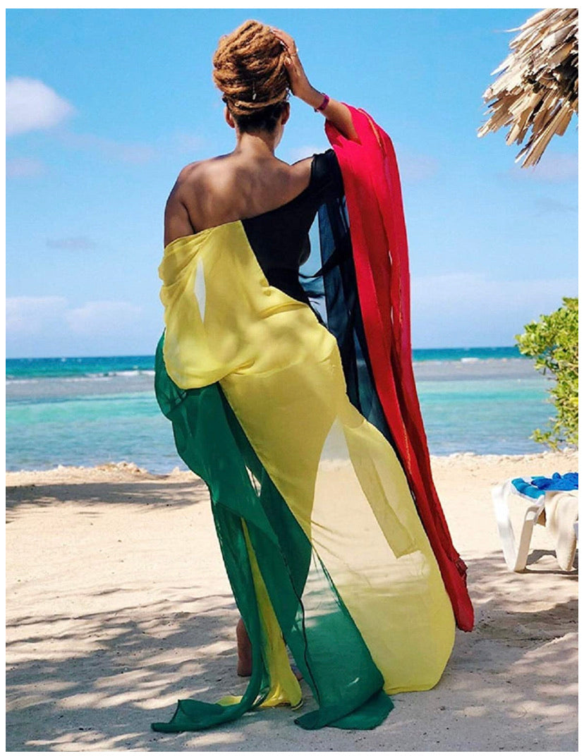 plus size rasta kimono coverup