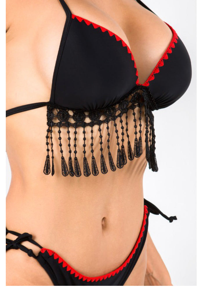 sexy fringe bikini set