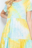 tie dye layered ruffle dress