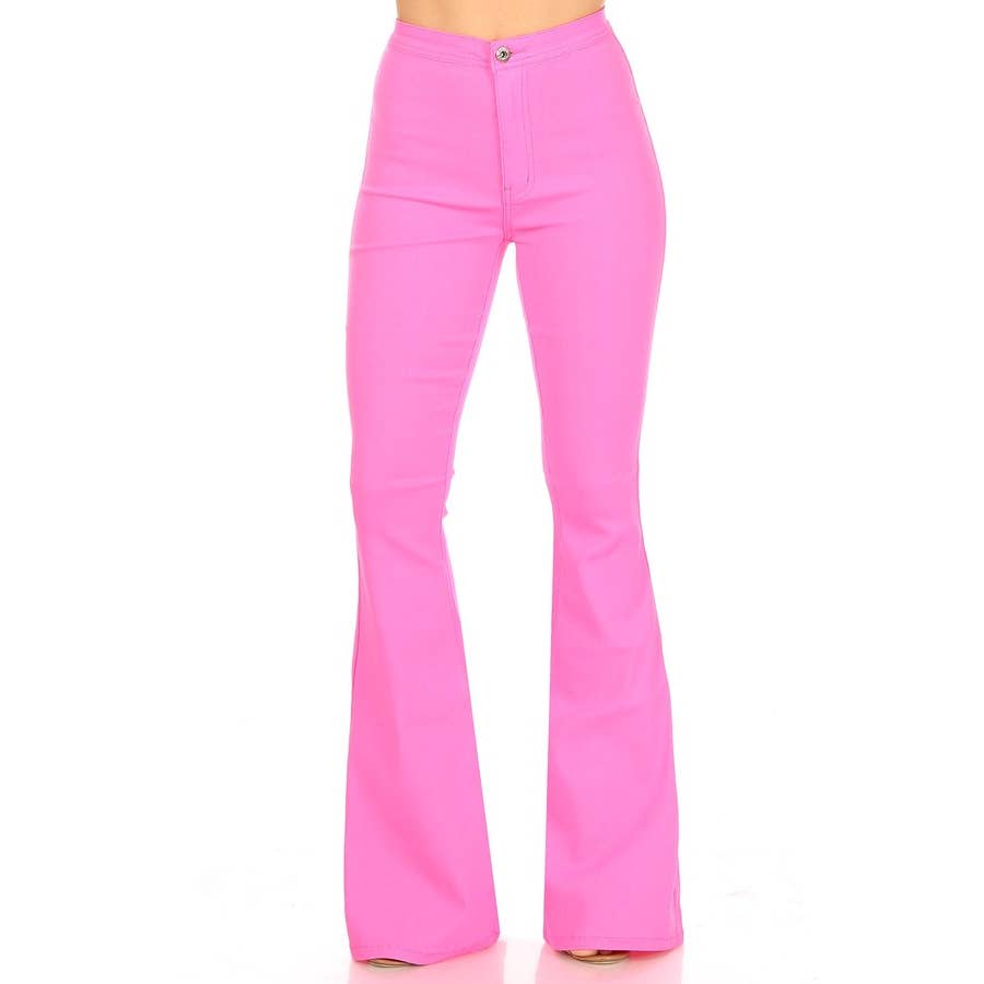 super stretch high waist bell bottom pants