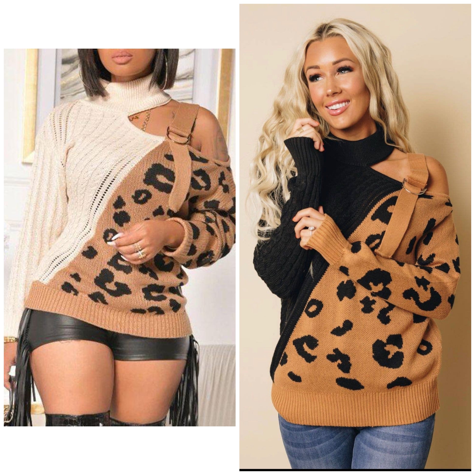 asymmetrical buckled blouse sweater